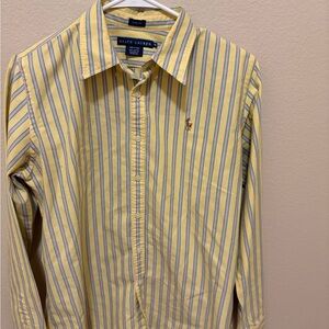 Ralph Lauren Yellow and Blue Striped Button Down Shirt